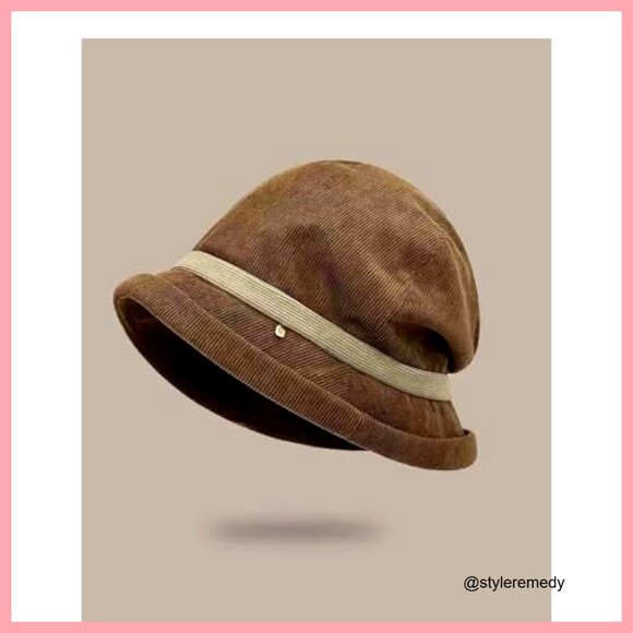 Vintage 1920s Fisherman\'s Hat, Poly-Cotton Blend, Adjustable Drawstring